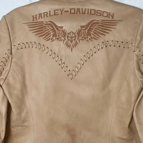 Rare Women's Authentic Harley Davidson Tan leather Jacket Small NWT​​​​​​​​ - Picture 2 of 8